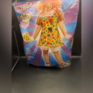 Giggles The Clown Plus Costume Includes Dress; Pantaloons And Shoe Covers Sz 22